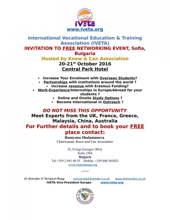 International Vocational Education & Training Association (IVETA) FREE NETWORKING EVENT